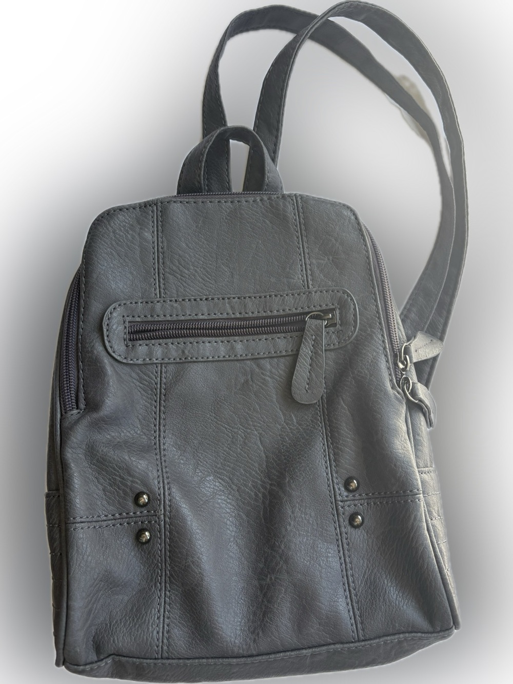 Fiorelli Grey Pebbled Faux Leather Convertible Backpack Purse